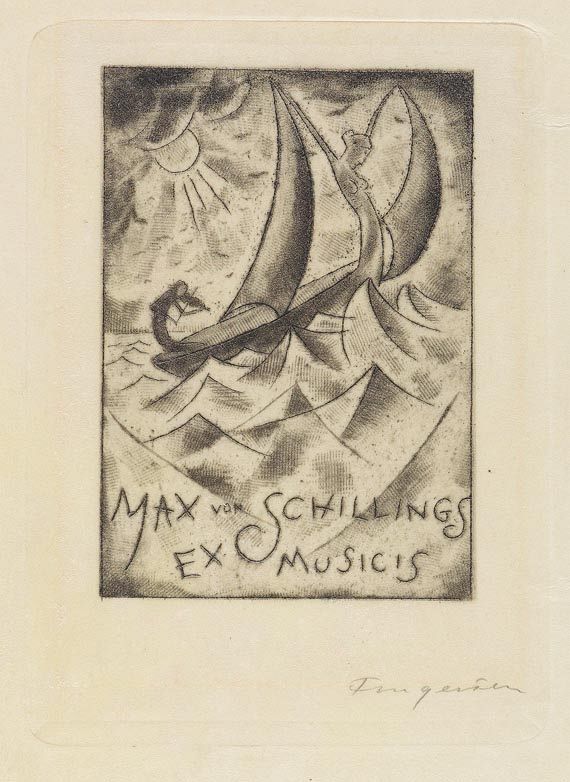 Michel Fingesten - Exlibris., Ex. auf Pergament, 1921. - Altre immagini