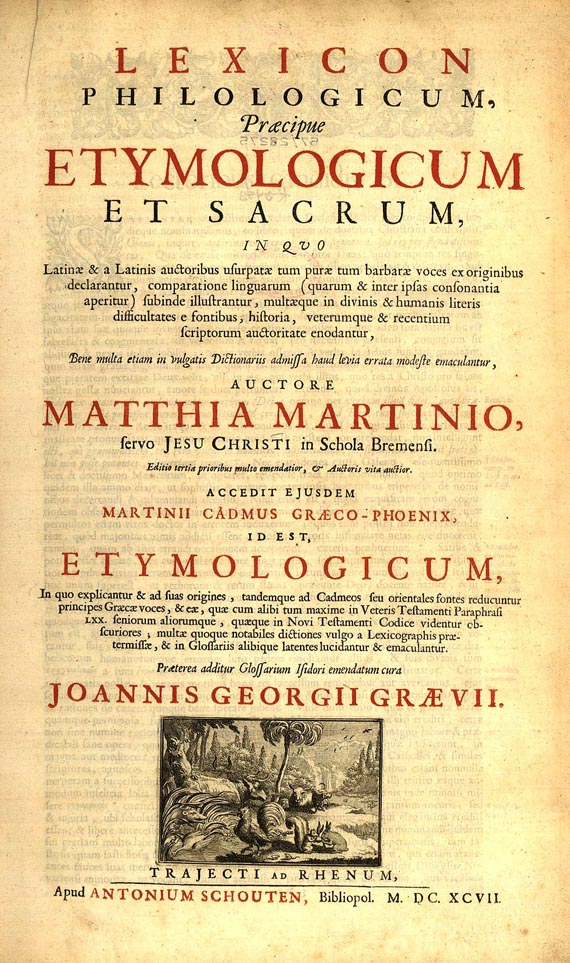 Matthias Martini - Lexicon philologicum. 2 Bde. 1697-1698.
