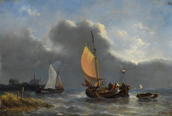 Georg Willem Opdenhoff - Segelboote vor der Küste
