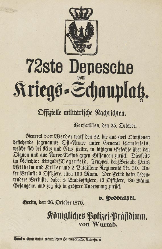 Depeschen vom Kriegs-Schauplatz - Depeschen 1870-71