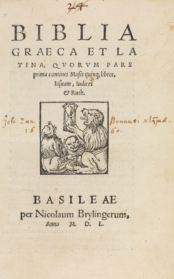   - Biblia graeca et latina. 4 Bde. 1550. - Altre immagini