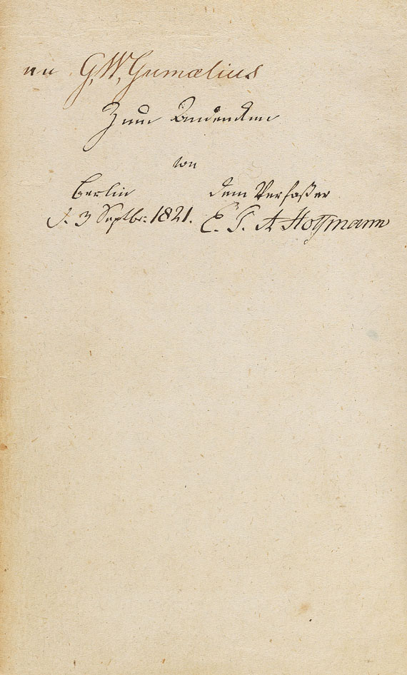 Ernst Theodor Amadeus Hoffmann - Prinzessin Brambilla, 1821. Widmungsexemplar. - Altre immagini