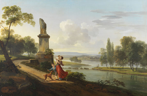 Pierre-Antoine Marchais - Klassizistische Flusslandschaft mit junger Mutter