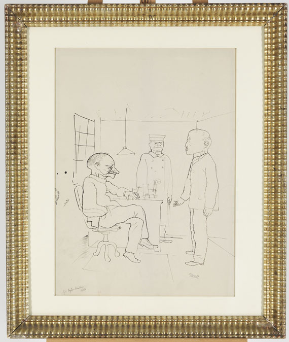 George Grosz - Männer im Raum. Illustration "100% Roman eines Patrioten" von Upton Sinclair - Cornice