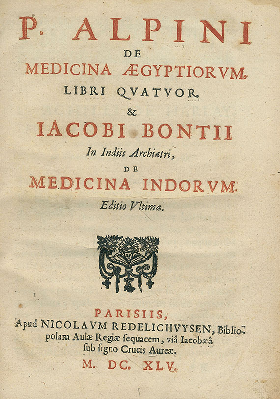 Prospero Alpini - De medicina aegyptiorum. 2 Bde in 1. 1645