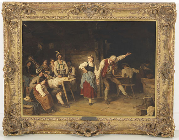 Franz von Defregger - Großvaters Tanzunterricht - Cornice