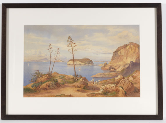 Salomon Corrodi - Blick auf die Insel Nisida im Golf von Pozzuoli - Cornice