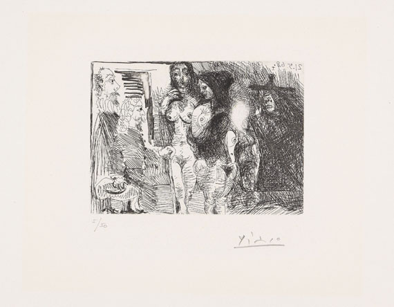 Picasso - La Célestine présentant ses deux pensionnaires à deux clients