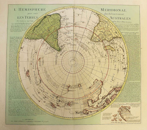  Polkarte - 2 Bll.: Hemisphere septentrional & meridional (Deslilse), dabei: 1 Bl. Hemisphere austral (Benard/Cook). - Altre immagini