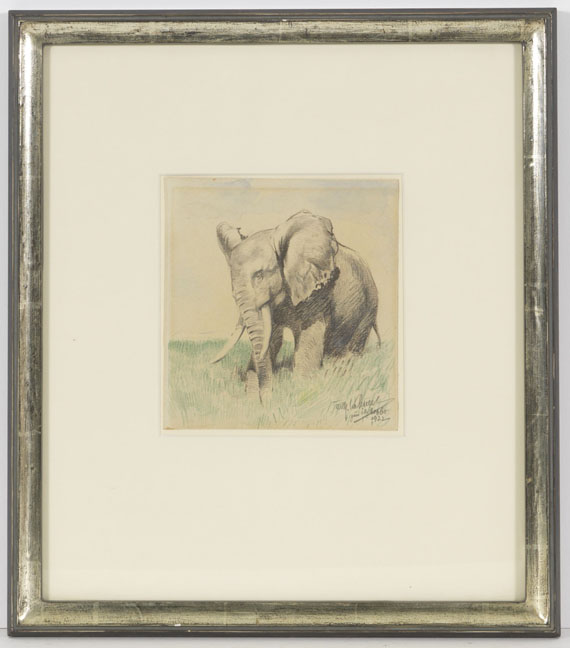 Wilhelm Kuhnert - Afrikanischer Elefant in der Steppe - Cornice