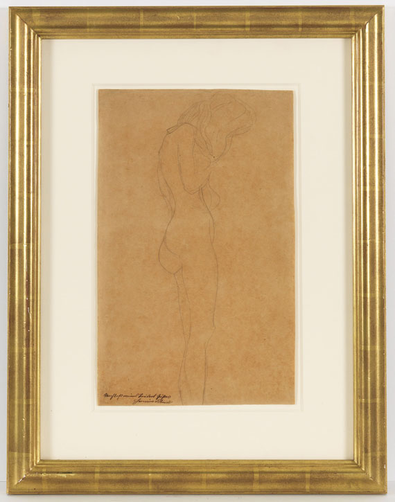 Gustav Klimt - Weiblicher Akt mit langen Haaren (Studie für "Jurisprudenz") - Cornice