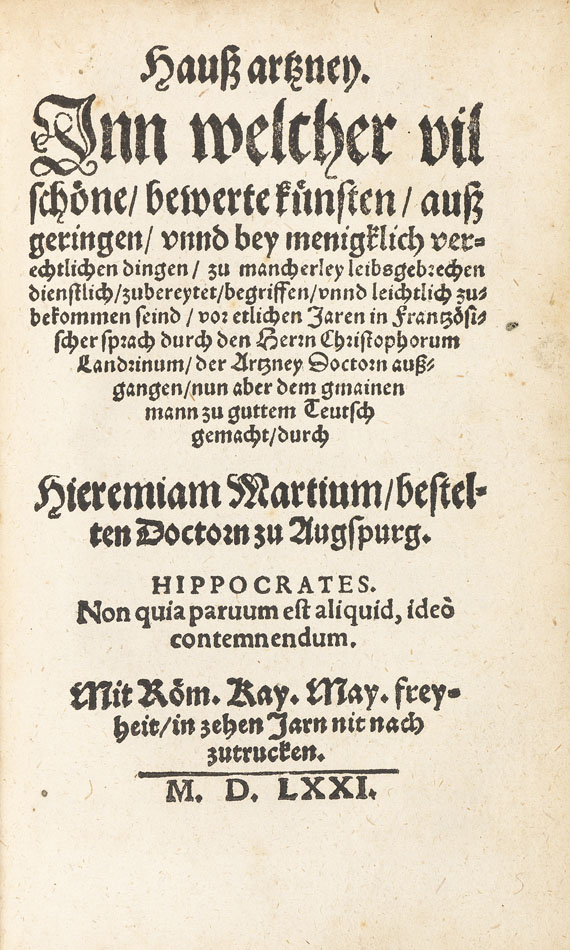 Philippus Theophrastus Paracelsus - Wunder-Arzney. Vorgebunden: Kunstbuch 1571. - Altre immagini