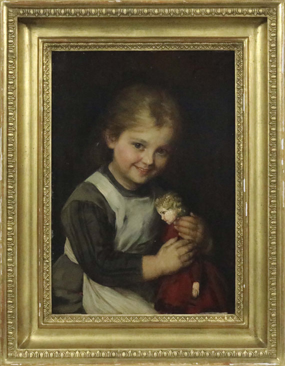 Franz von Defregger - Kind mit Puppe - Cornice