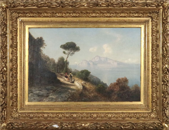 Ascan Lutteroth - Italienische Küstenlandschaft, im Hintergrund die Berge von Capri - Cornice