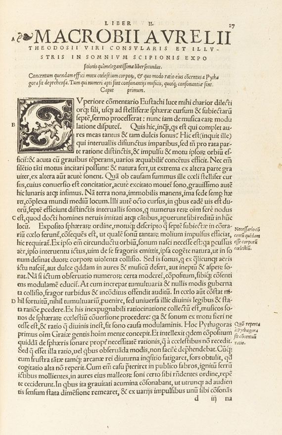 Ambrosius Theodosius Macrobius - In somnium, 1526.  - Vorgeb.: Tacitus, Historia Augusta actionum. 1519. - Altre immagini