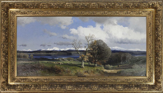 Josef Wenglein - Blick auf den Simssee im Frühling - Cornice