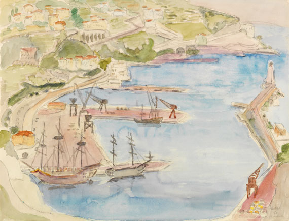 Erich Heckel - Blick auf den Hafen von Nizza