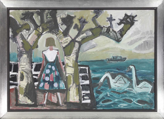 Otto Dix - Mädchen mit Platanen und zwei Schwänen am See - Cornice