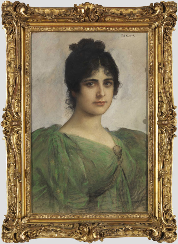 Friedrich August von Kaulbach - Porträt einer Dame (Berta Riedinger-Ort) - Cornice