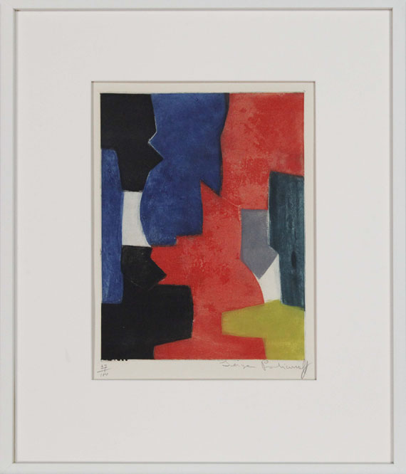 Serge Poliakoff - Composition bleue, rouge, verte et noire - Cornice