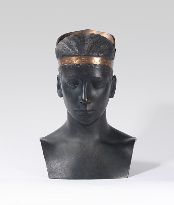 Sascha Schneider - Jünglingsbüste mit ägyptischer Kopfbedeckung
