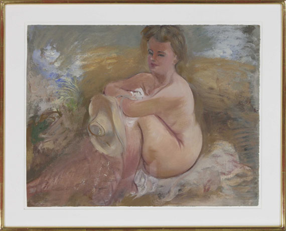 George Grosz - Sitting Nude with Summer Hat - Cornice