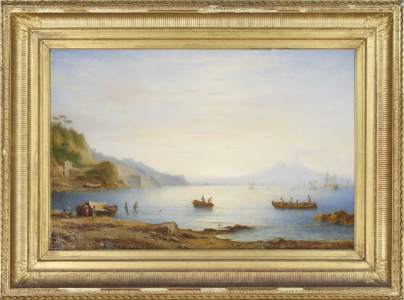 Carl Morgenstern - Bucht vor Neapel mit Blick auf den Vesuv - Cornice