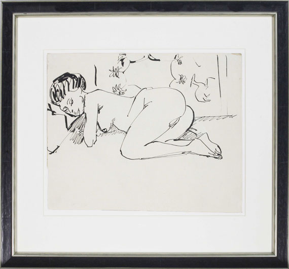 Ernst Ludwig Kirchner - Liegender Mädchenakt (Akt vor Wandbehang) - Cornice
