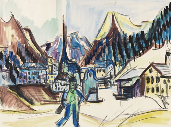 Ernst Ludwig Kirchner - Ansicht von Davos (Landschaft bei Davos im Winter)