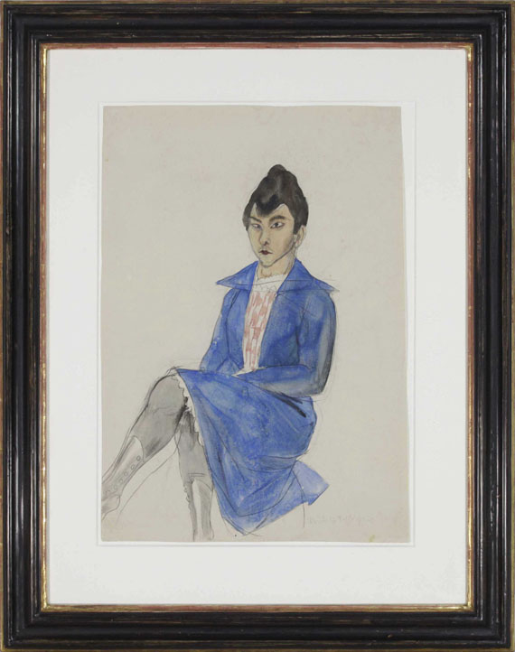 Rudolf Schlichter - Frau mit blauem Kleid - Cornice