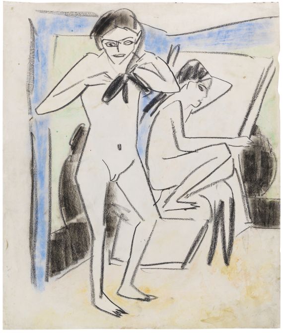 Ernst Ludwig Kirchner - Sitzende mit großem Hut, Emy Frisch / Szene im Atelier (Fränzi (Marzella) und Artistin) - Altre immagini