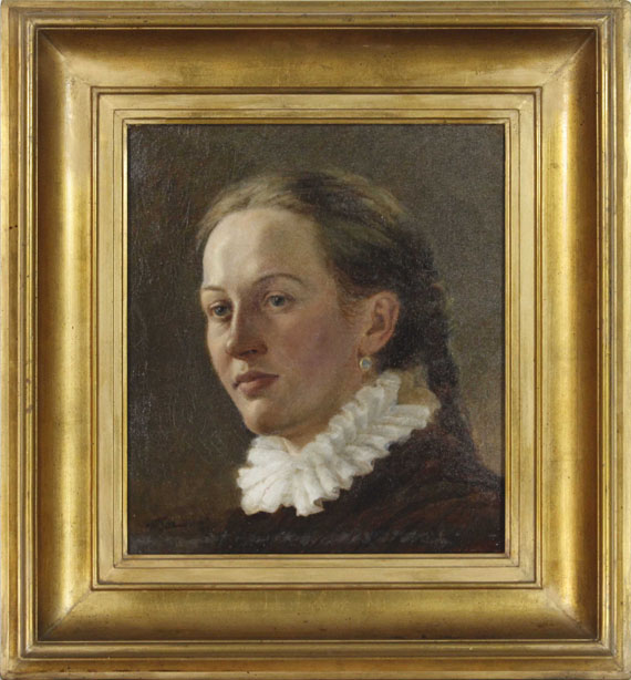 Wilhelm Trübner - Porträt einer jungen Frau - Cornice