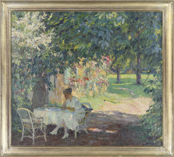 Edward Cucuel - Sommer im Garten der Künstlervilla am Starnberger See - Cornice