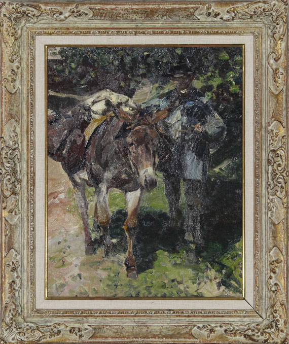 Heinrich von Zügel - Esel mit Treiber - Cornice