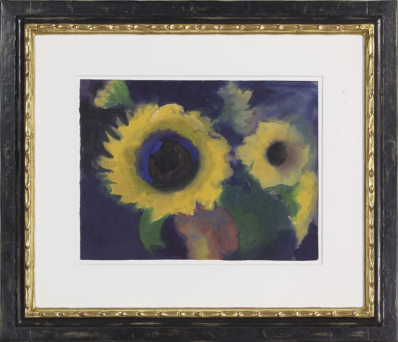 Emil Nolde - Zwei Sonnenblumen vor dunklem Grund - Cornice