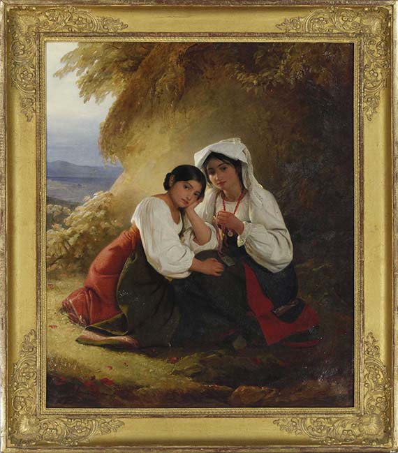 August Riedel - Zwei Mädchen in Albaner Tracht - Cornice