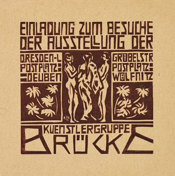 Ernst Ludwig Kirchner - Einladung zur Ausstellung der Künstlergruppe "Brücke"