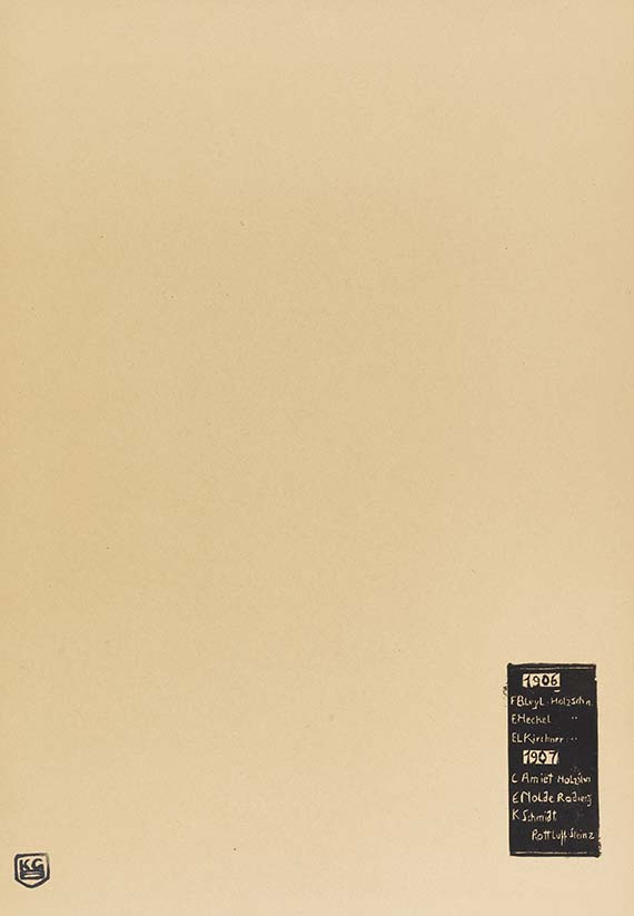 Fritz Bleyl - Sammelmappe für die Jahresgaben der "Brücke" mit Umschlagvignette und Inhaltsverzeichnis der "Brücke"-Mappen 1906 und 1907 - Altre immagini