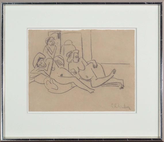 Ernst Ludwig Kirchner - Zwei liegende Akte und eine Sitzende - Cornice