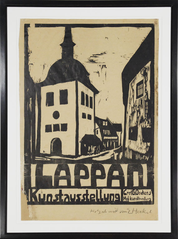 Erich Heckel - Plakat der Eröffnung der Hofkunsthandlung C. G. Oncken in Lappan, Oldenburg - Cornice