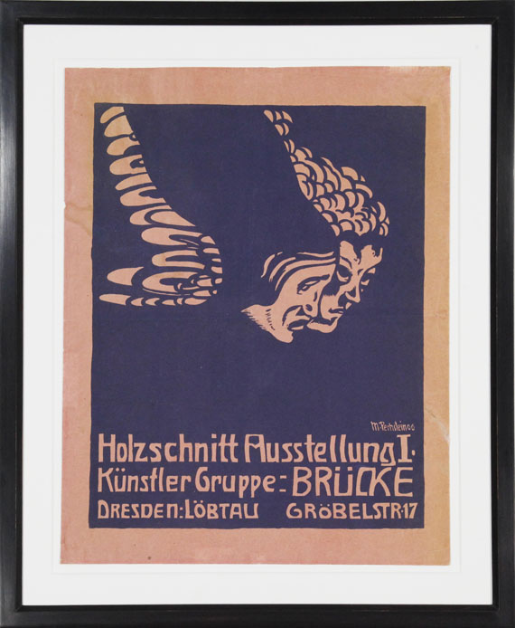 Pechstein - Plakat für die Holzschnitt-Ausstellung I der Künstlergruppe "Brücke" in Dresden-Löbtau