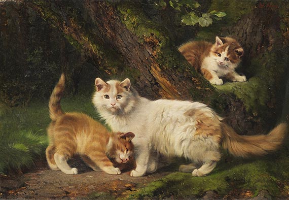 Adam - Spielende Katzenfamilie im Wald