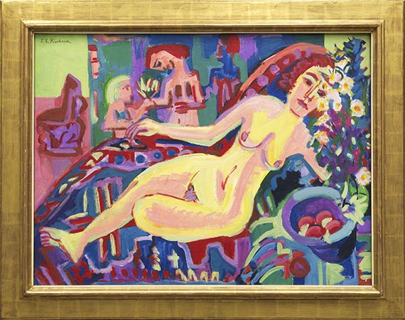 Ernst Ludwig Kirchner - Nacktes Mädchen auf Diwan - Cornice