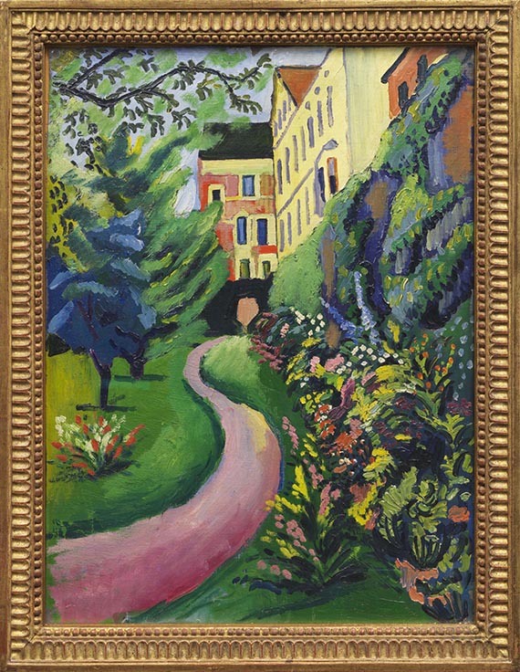 August Macke - Unser Garten mit blühenden Rabatten - Cornice