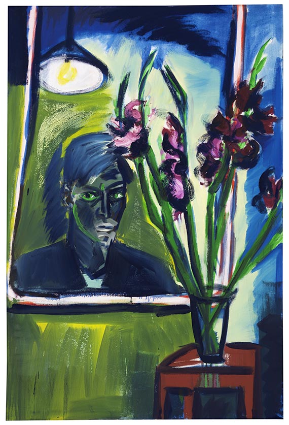 Rainer Fetting - Selbstportrait mit Blumen III