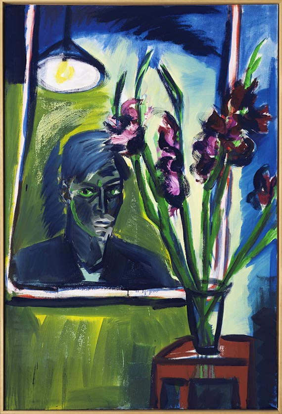 Rainer Fetting - Selbstportrait mit Blumen III - Cornice