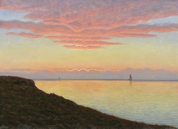 Albert Edvard Wang - Küstenlandschaft im Abendrot