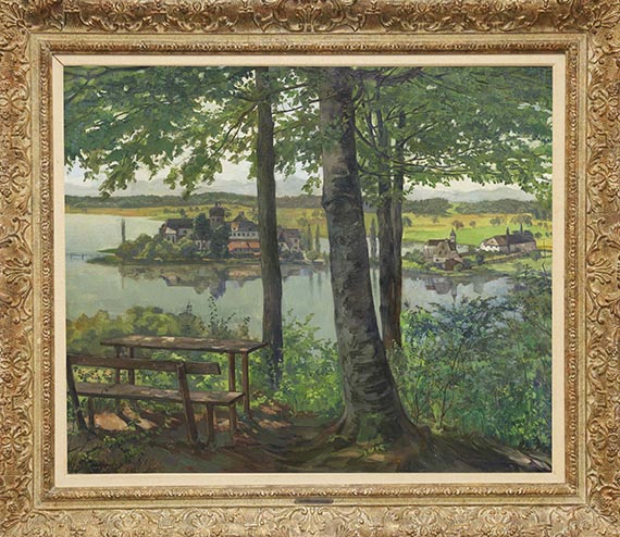 Wilhelm Trübner - Aussicht auf Kloster Seeon - Cornice