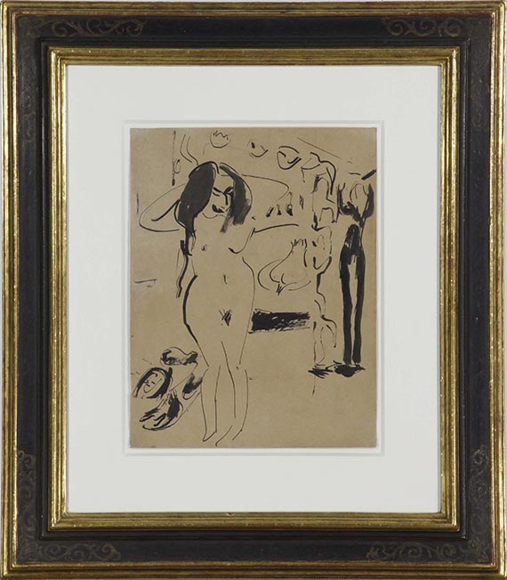 Ernst Ludwig Kirchner - Mädchenakt (Stehender Akt vorm Vorhang) - Cornice