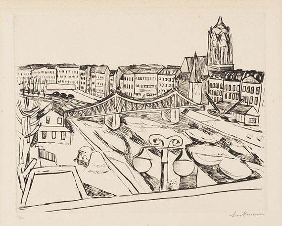 Max Beckmann - Stadtansicht mit Eisernem Steg
